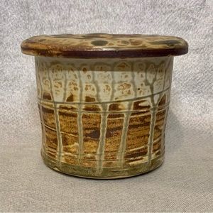 Art Studio Pottery French Butter Keeper Dish Crock Signed